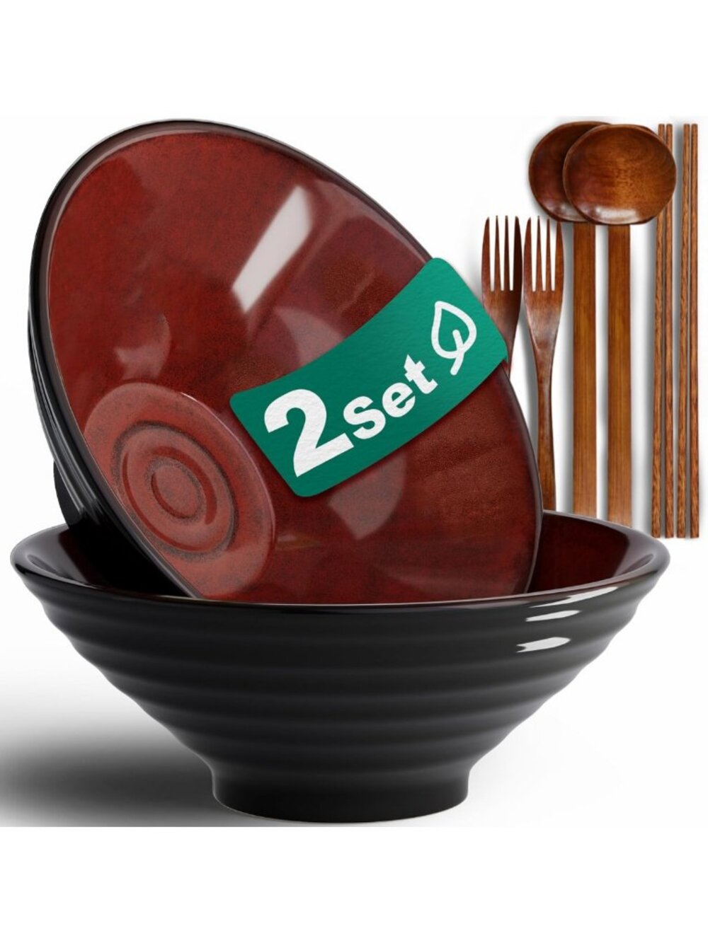 8-Inch 2 Sets Ceramic Ramen Bowl (8 Piece) - Japanese Porcelain Dishwasher